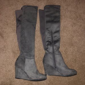 Over the knee suede boots -Grey 7